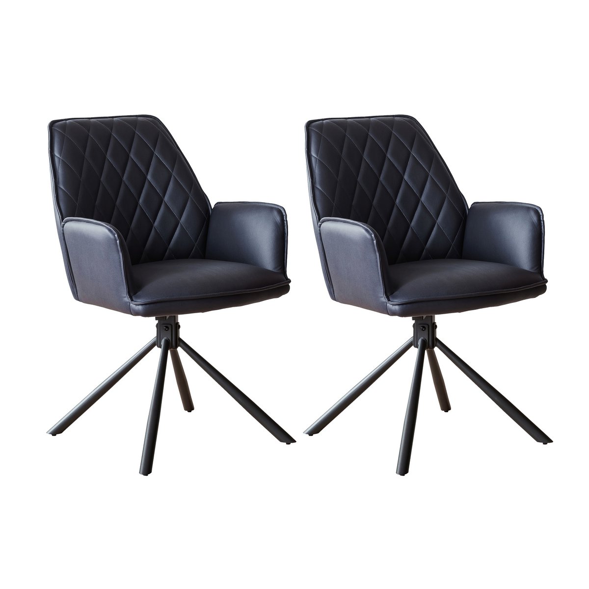Armchair dark blue set of 2 with 360° rotation function