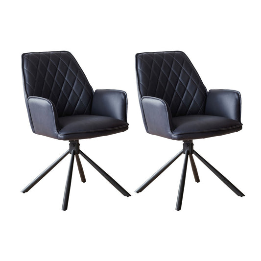 Armchair dark blue set of 2 with 360° rotation function