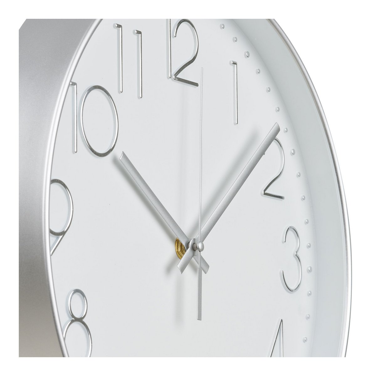 Lalibela Wanduhr, Silber, geräuschloses Uhrwerk, ø30 cm
