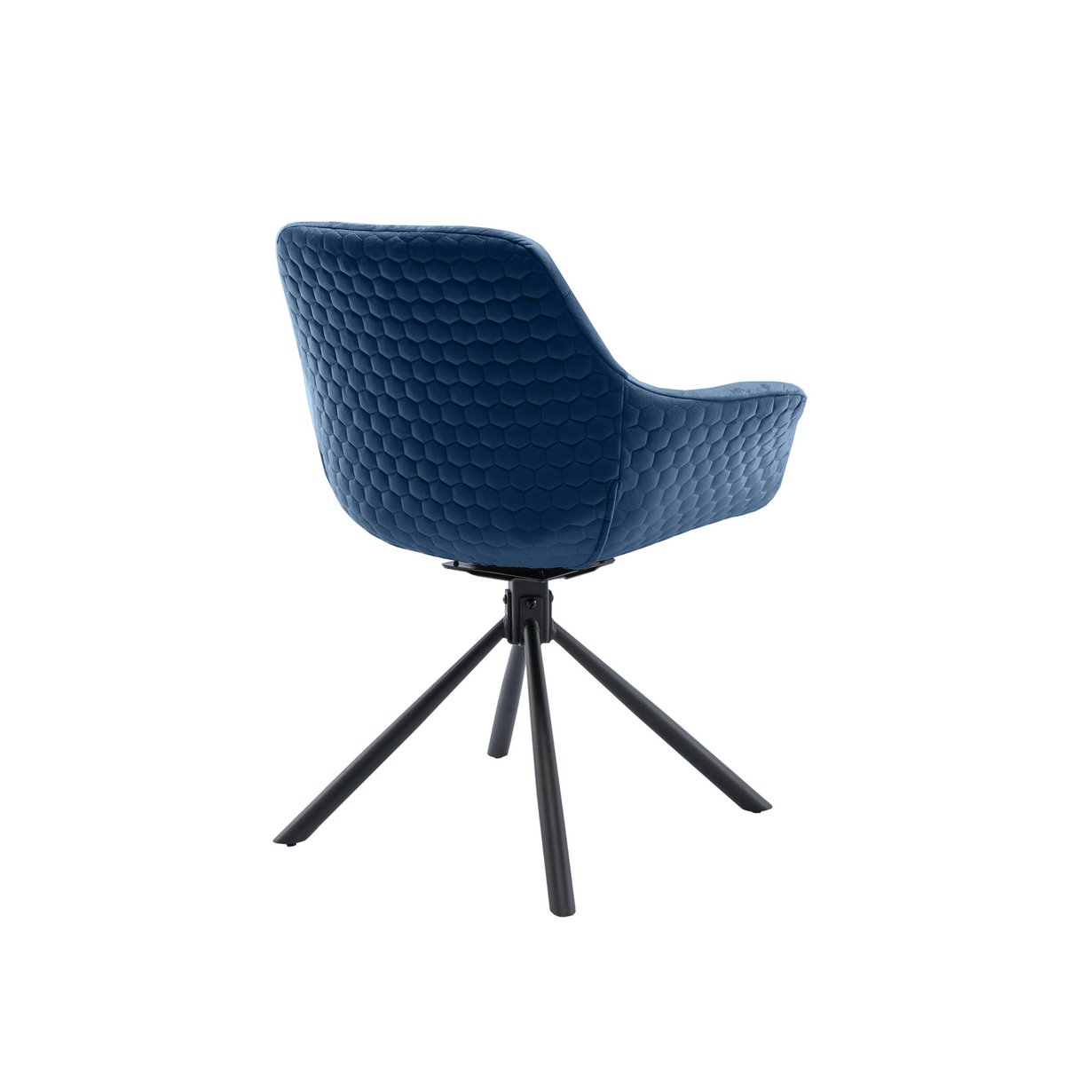 Armchair with honeycomb quilting in velvet blue