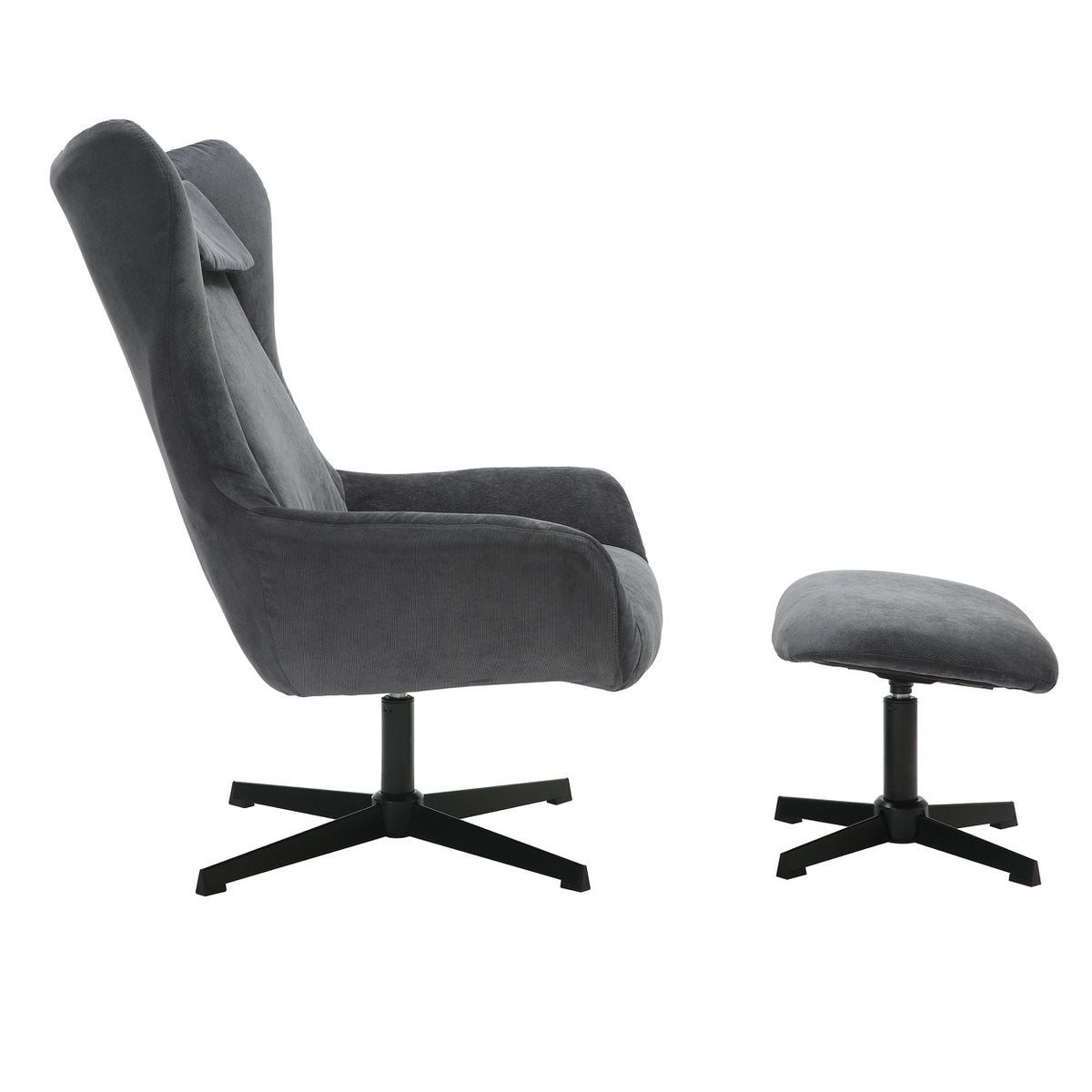 Sessel und Hocker Cordoptik Grau