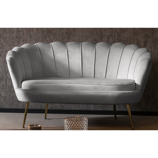 Velvet shell sofa in light grey
