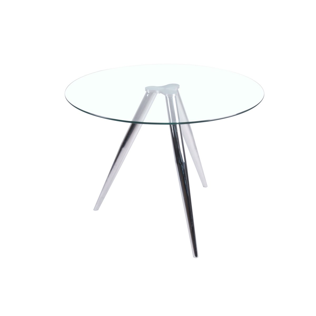 Round dining table with glass top and chrome frame Ø100 cm