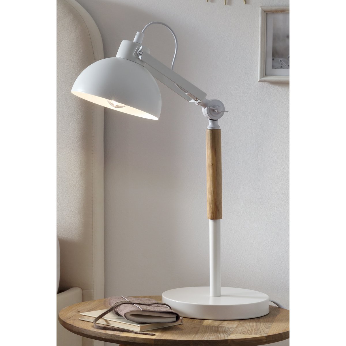 Table lamp Scandinavian white/natural