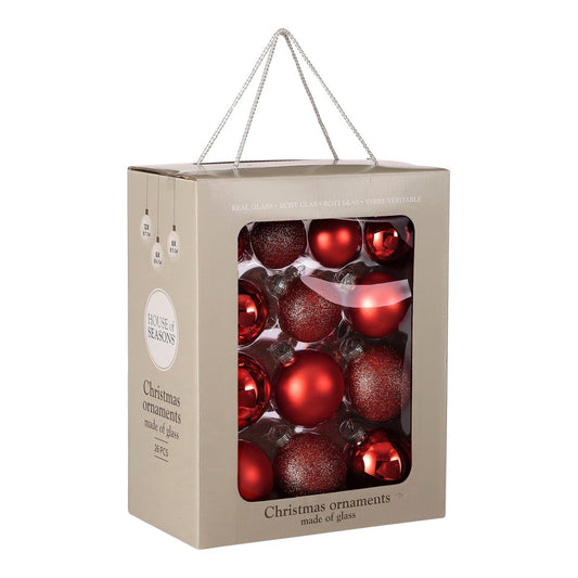 Weihnachtskugel-Set Glaskugeln Rot