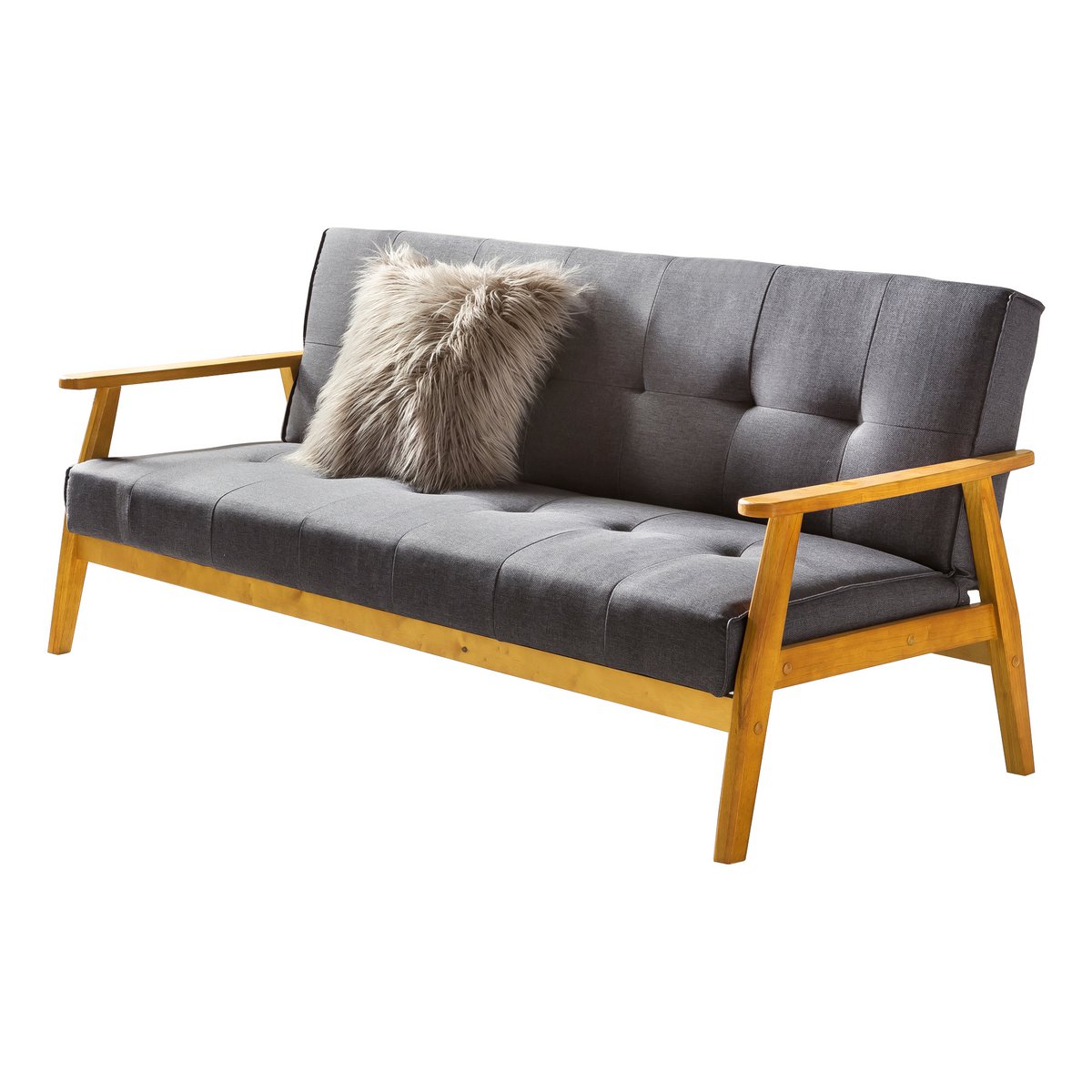 Sofa bed 190x85x81 cm dark gray woven fabric