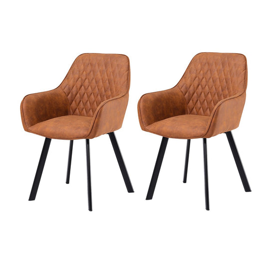 Armchair set of 2 brown microfiber
