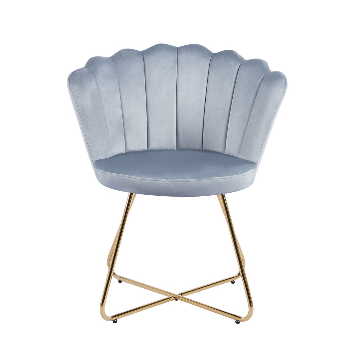 Set of 2 velvet shell chairs in light gray