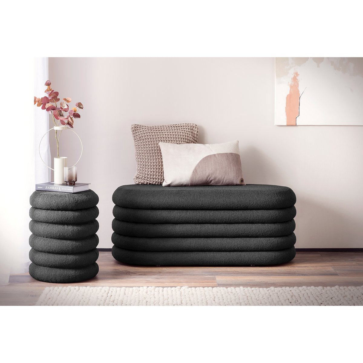 Looped Sitzhocker Ø38 cm Anthrazit