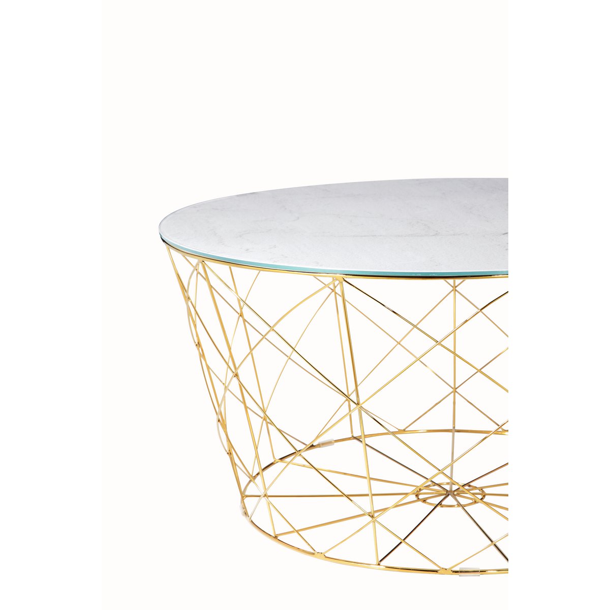 Coffee table with metal basket Ø 80 cm