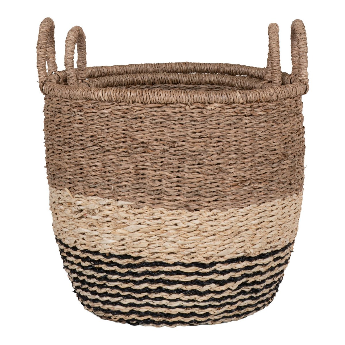 Lima Basket - Korb aus Seegras, Natur/Braun/Schwarz, 2er-Set