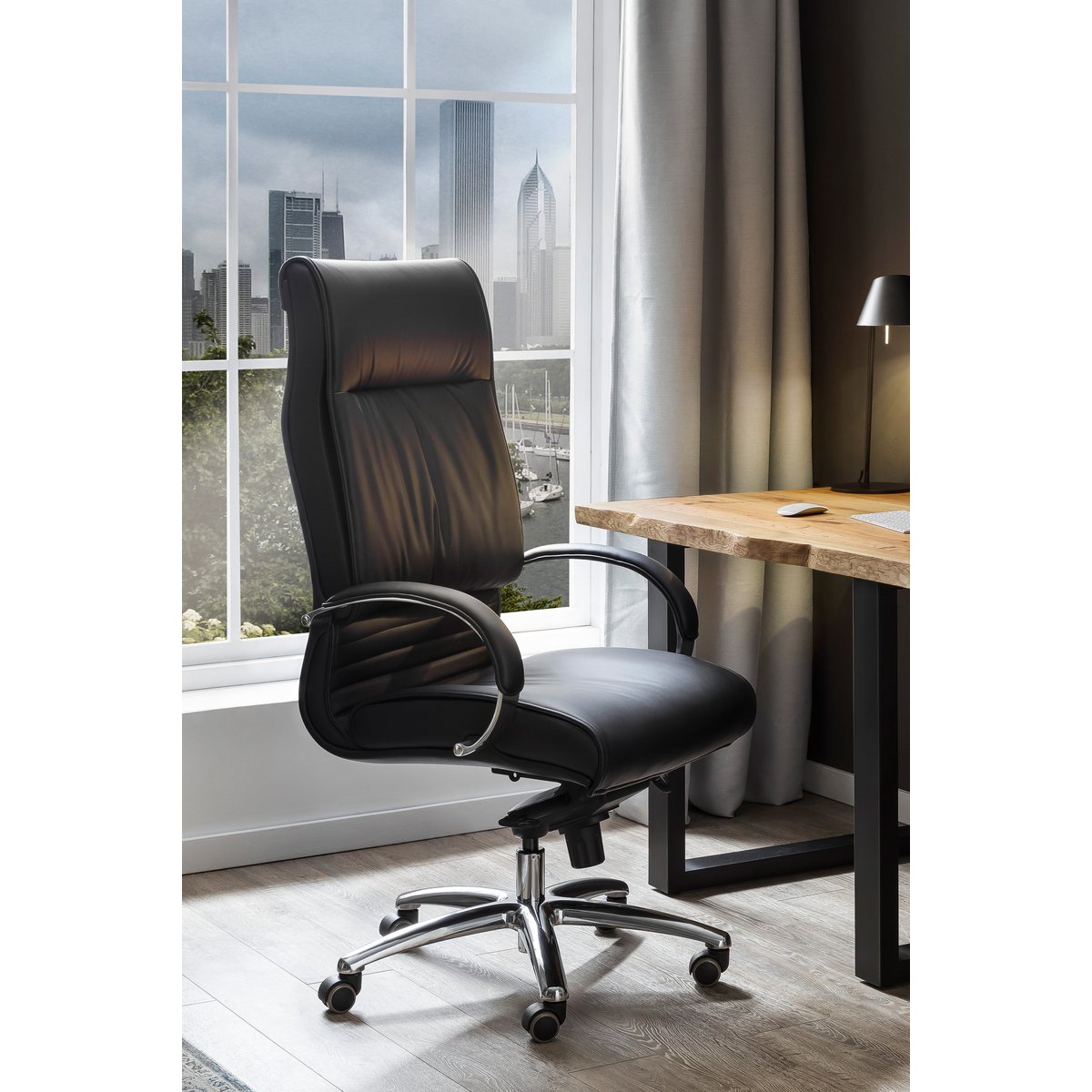 Office chair faux leather look black