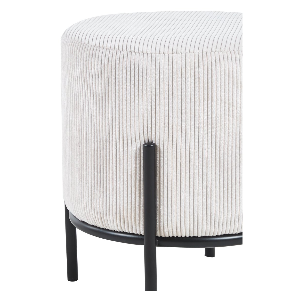 Upholstered stool Ø35 cm cord optic beige