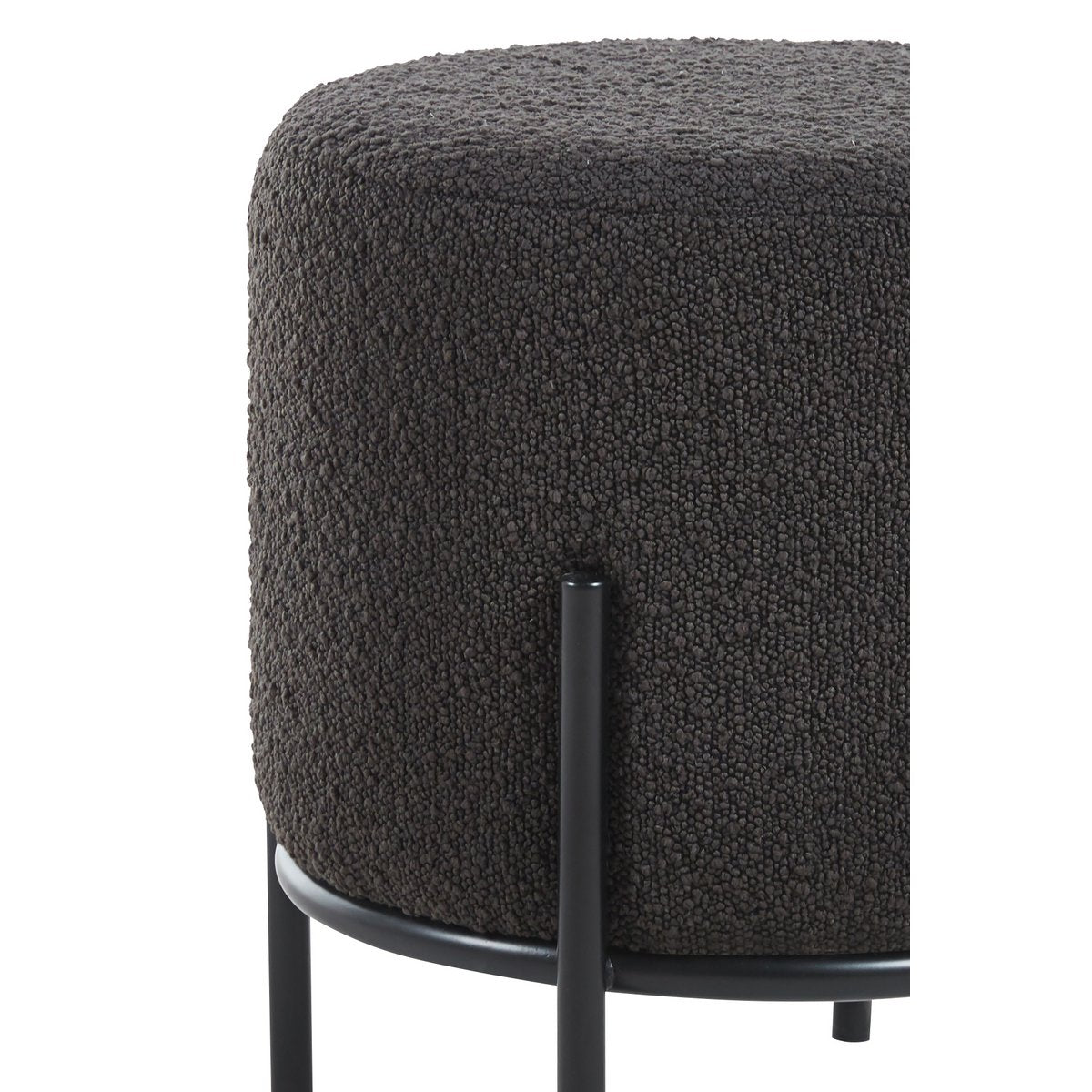 Polsterhocker Ø35 cm Bouclé Stoff Anthrazit