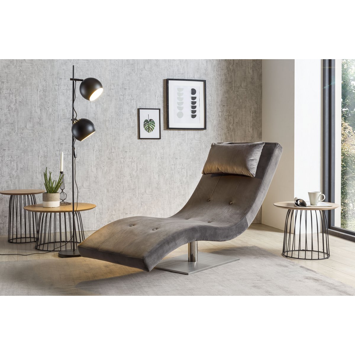 Relax lounger velvet grey