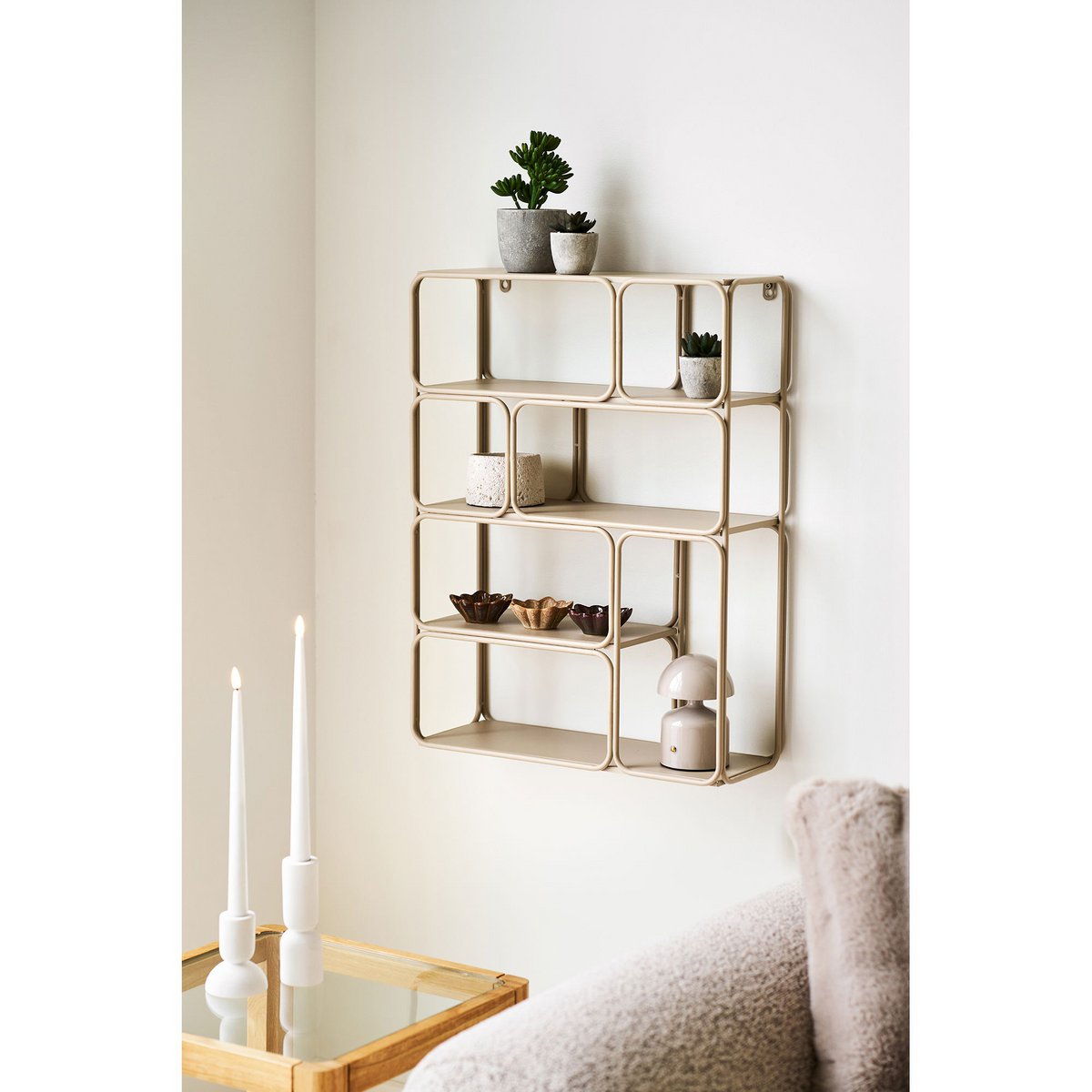 Lanciano Wandregal, Metall, beige, 48x18x64 cm