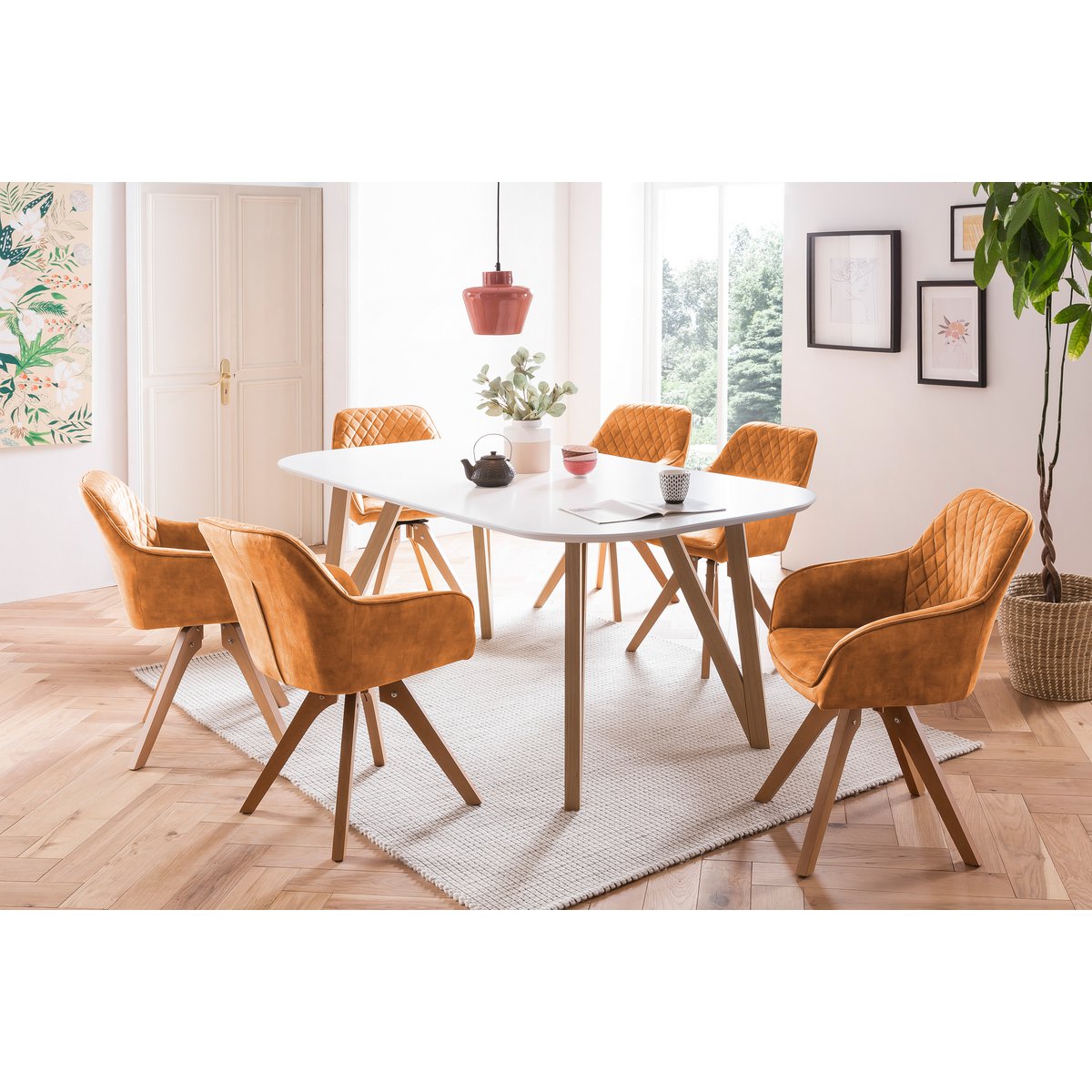 Dining table 140x90x76 cm white oak