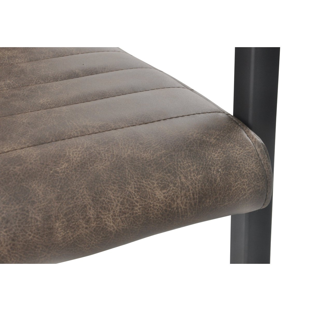 Dining chair, set of 2, dark brown faux leather look