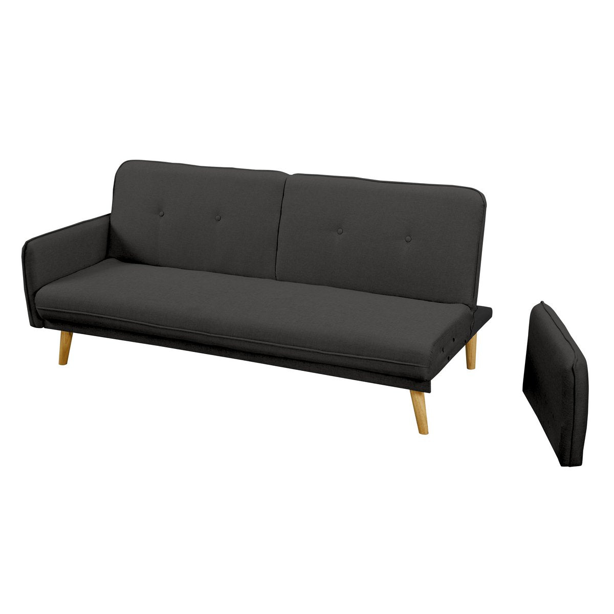 3-seater sofa textured fabric fine dark gray