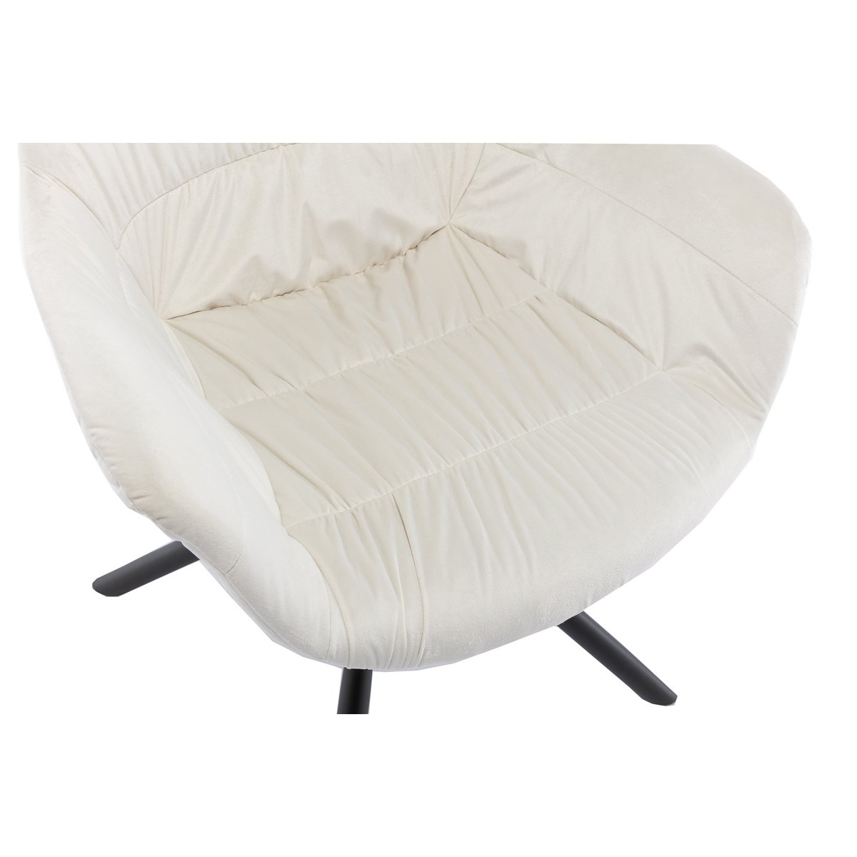 Armchair with honeycomb quilting in cream velvet