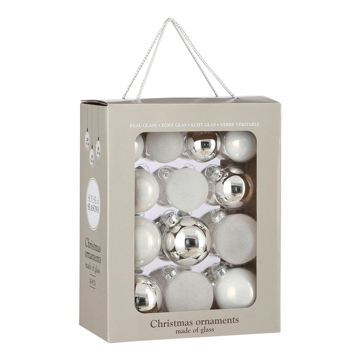 Weihnachtskugel-Set Glaskugeln Weiß
