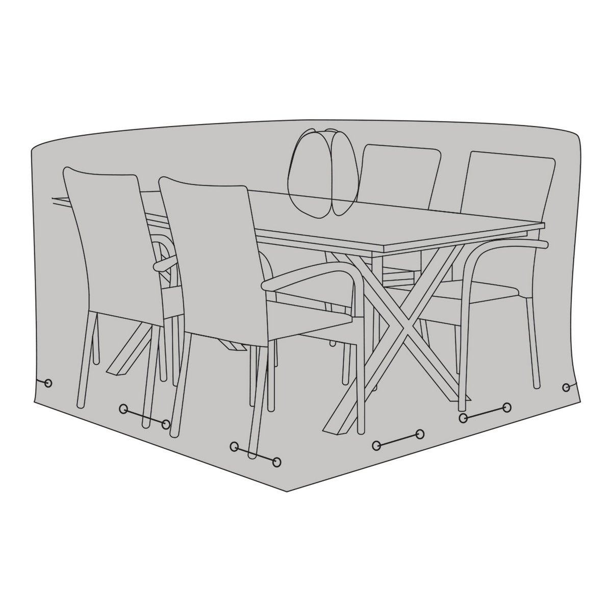 Luxusbezug für Tisch mit 4 Stühlen, 210 g/m2 600D Polyester PU-beschichtet, wasserabweisend, schwarz