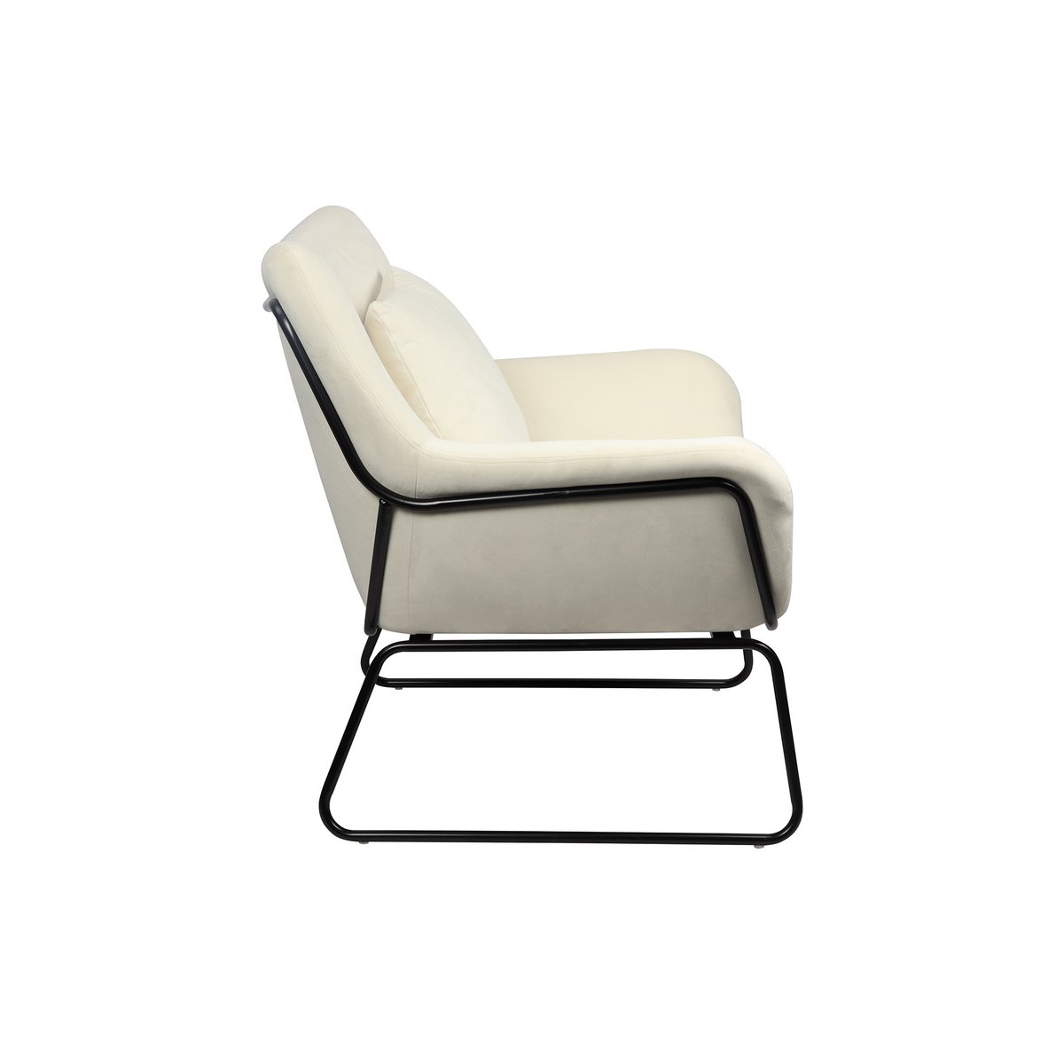 Lounge chair upholstered in beige velvet