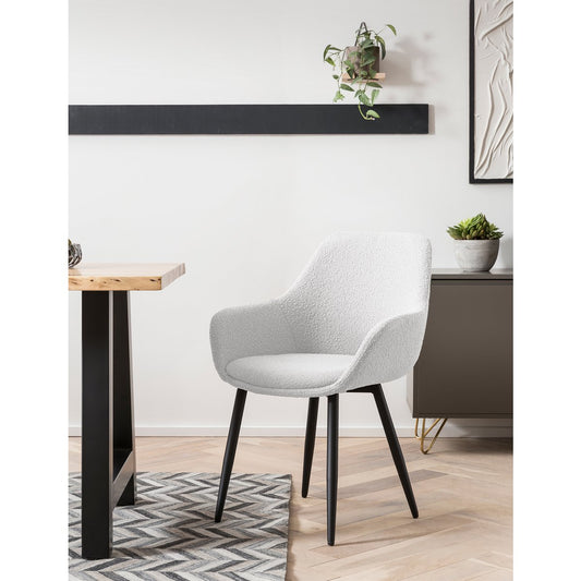 Armchair Bouclé fabric white set of 2