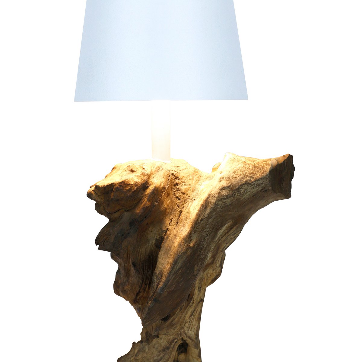 Tischleuchte 29 cm Natur/Weiß mit LED-Akku