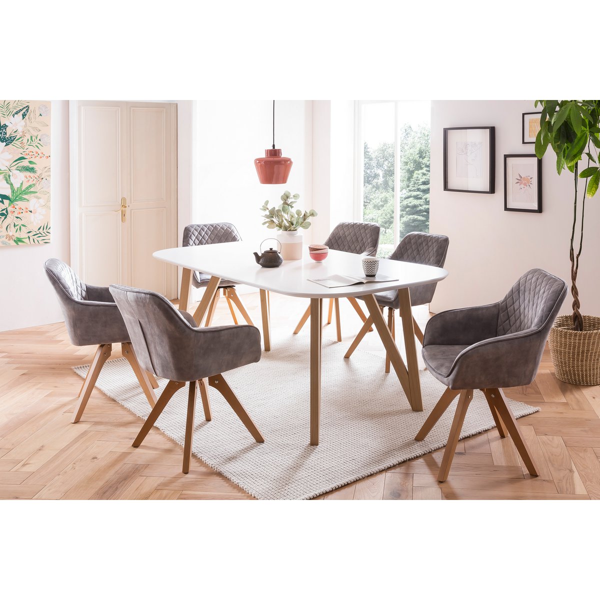 Dining table 180x90x76 cm white oak