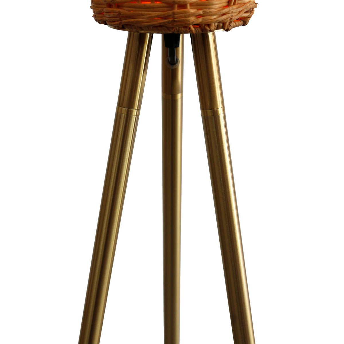 Floor lamp with braided shade brass/natural 150 cm