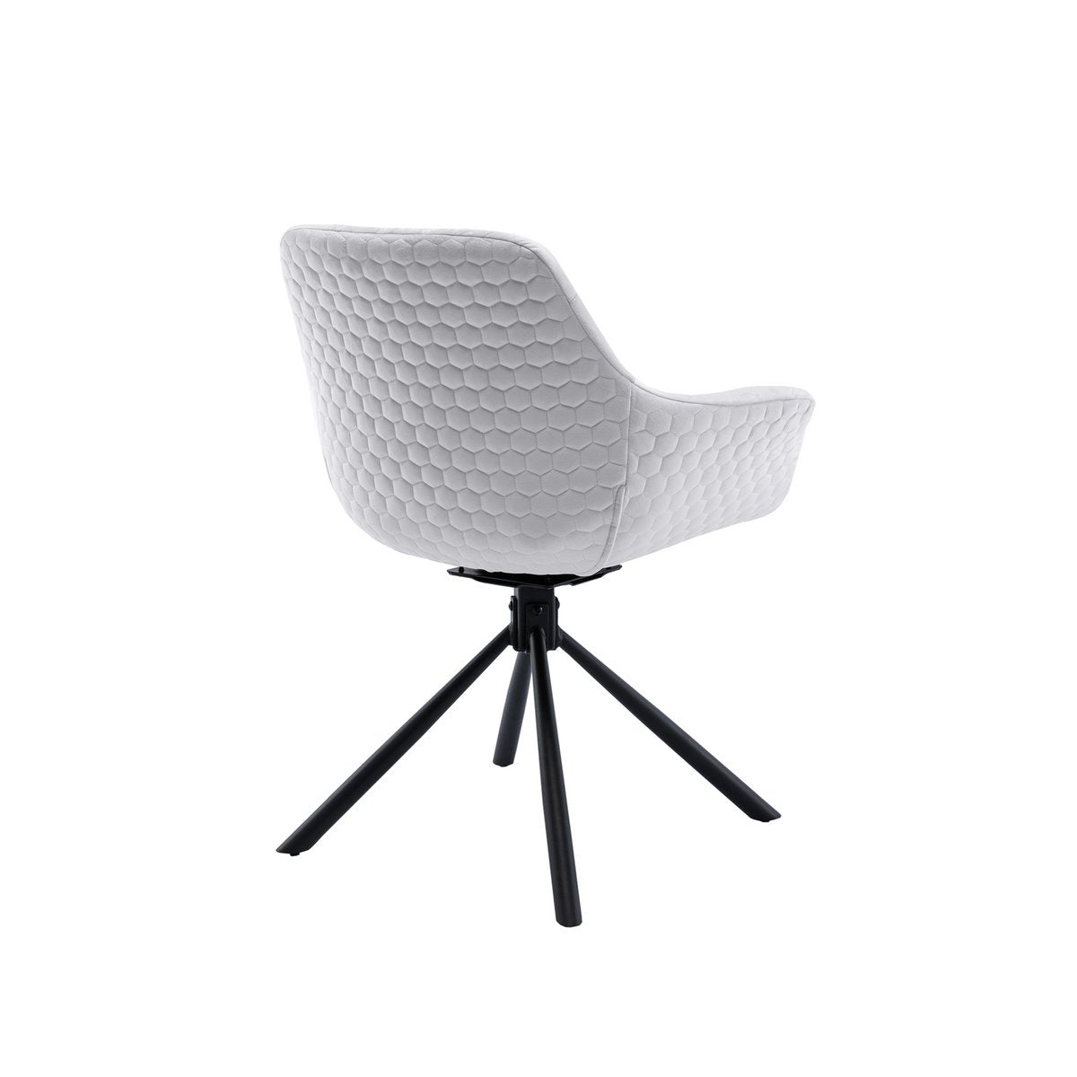 Armchair with honeycomb quilting in light gray velvet