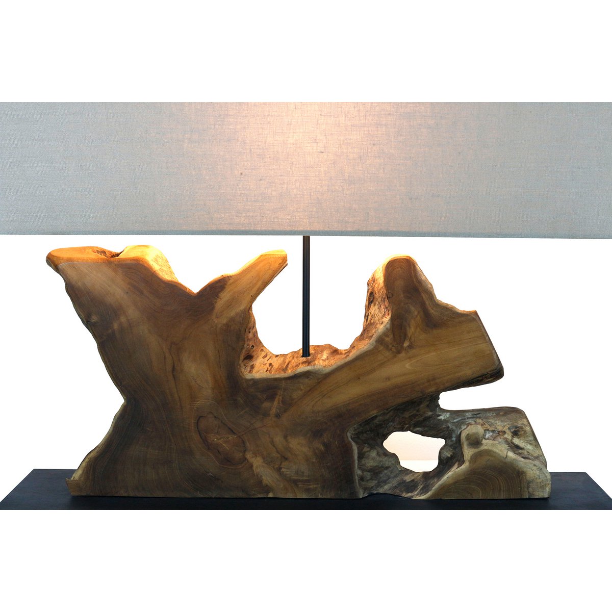 Tischleuchte Treibholz/Leinen Natur 59 cm