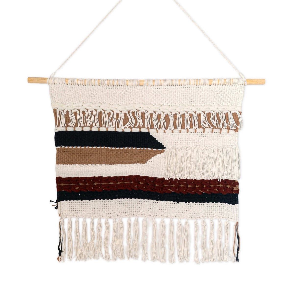 Große Makrame -Wandhänge - gewebte Boho -Wanddekoration - moderne Baumwollwand hängende natürliche Materialien - handgewebtes Wanddekor 120x95 cm Udara