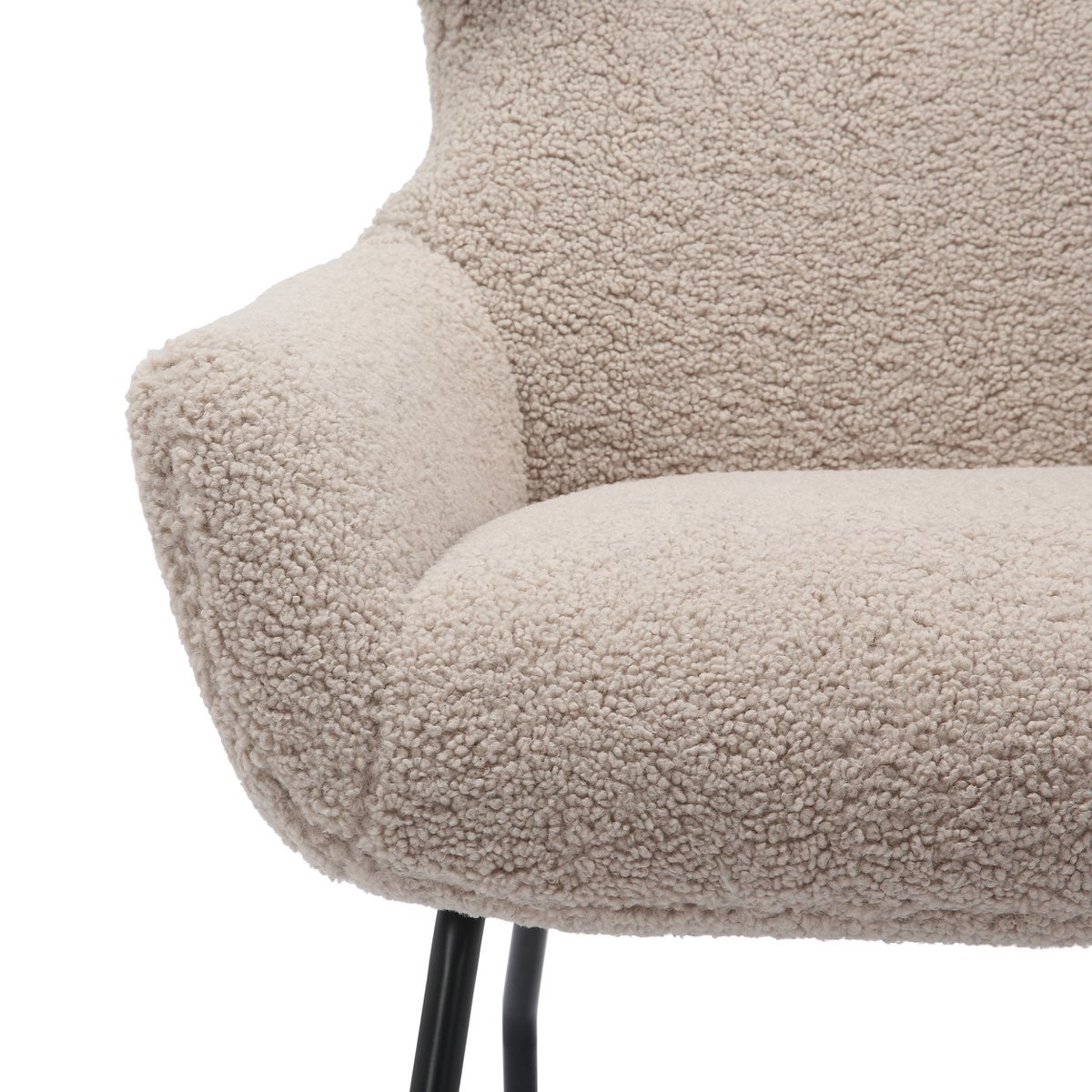 Armchair and stool set teddy fur taupe
