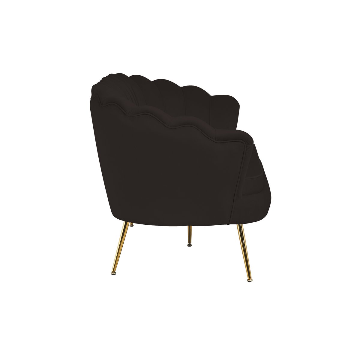 Shell sofa 3 seater in black velvet
