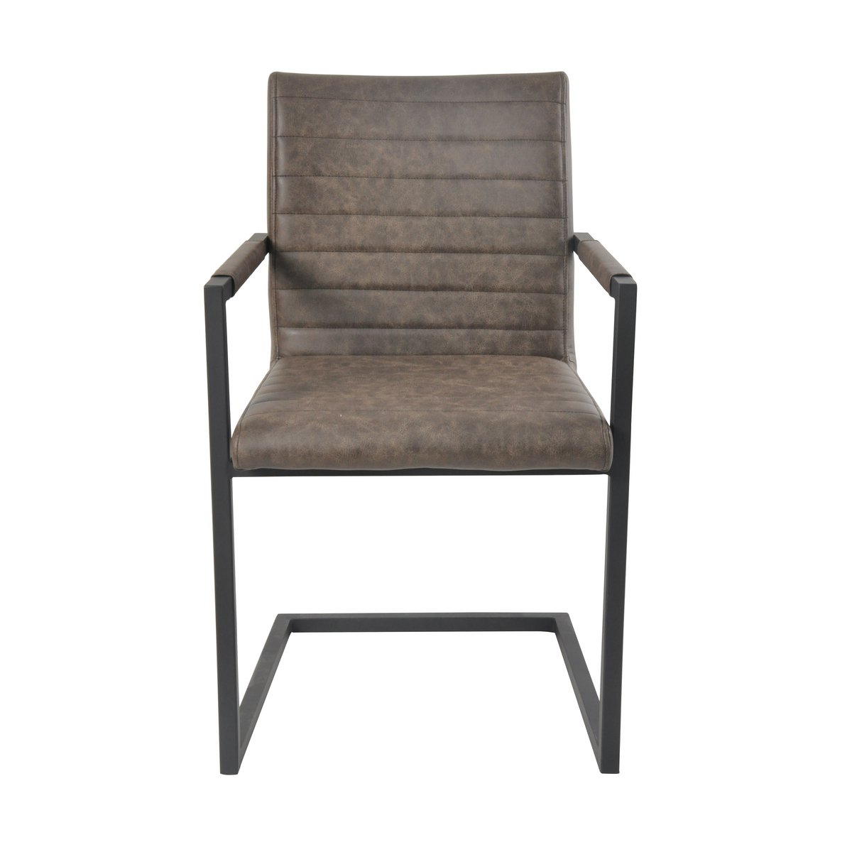 Dining chair, set of 2, dark brown faux leather look