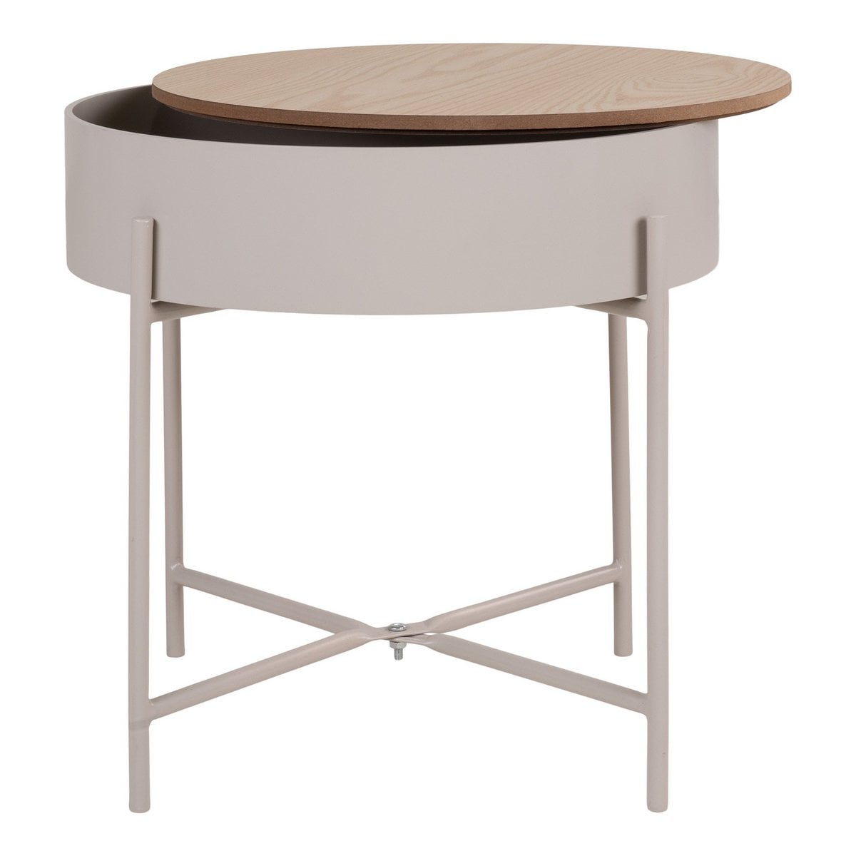 Sisco Beistelltisch – Beistelltisch aus beige-hellgrau pulverbeschichtetem Stahl, Ø40x40 cm