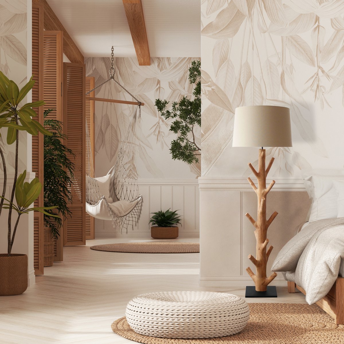 Floor lamp driftwood natural/white 175 cm