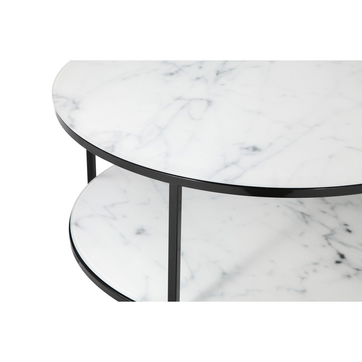 Coffee table with 2 shelves Ø 80 cm