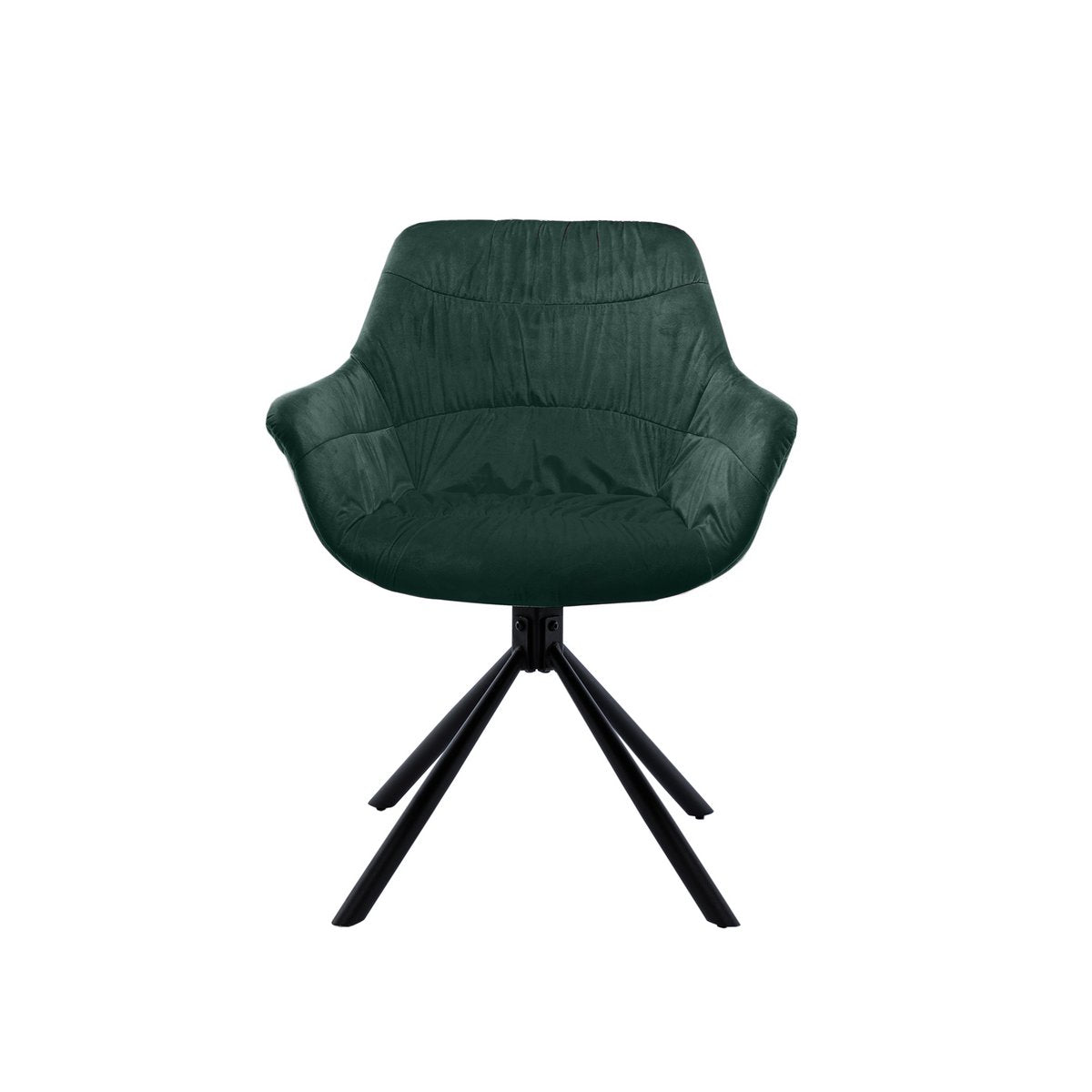 Armchair with honeycomb quilting in fir green velvet
