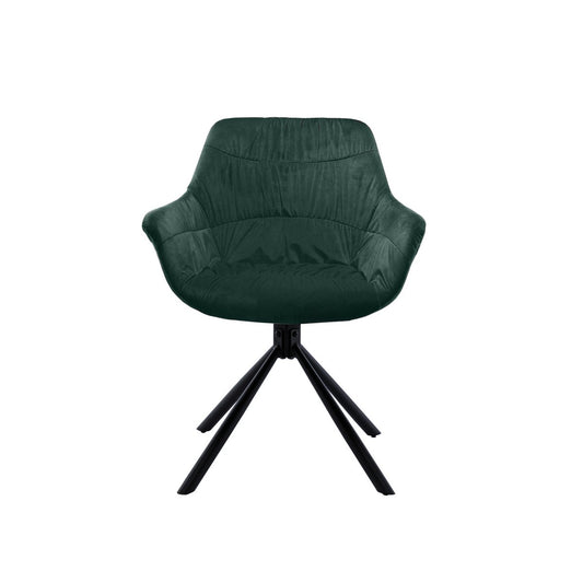 Armchair with honeycomb quilting in fir green velvet