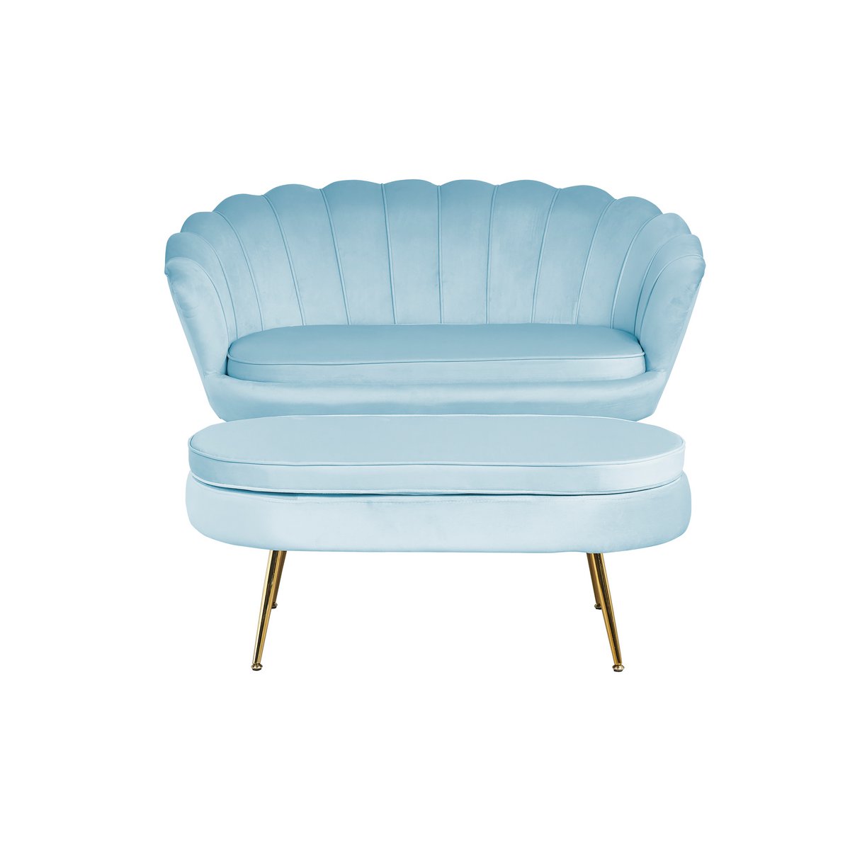 Pouf oval in light gray velvet