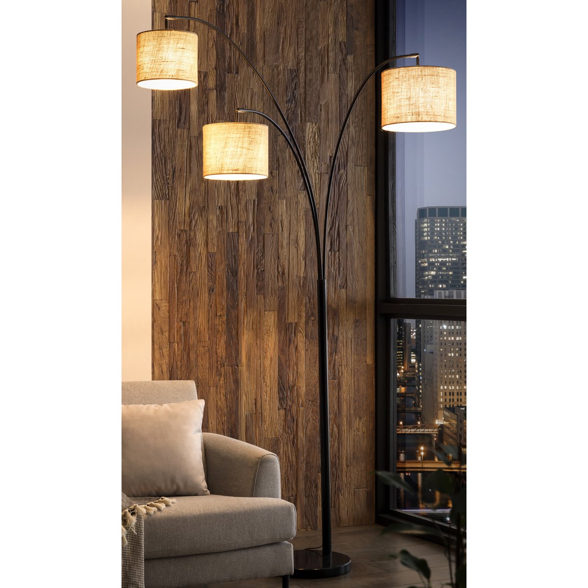 Floor lamp black with marble base