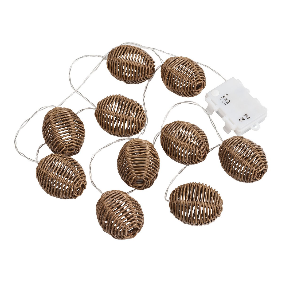 LED-Lichterkette Carlisle, Polyrattan/Metall, Natur/Schwarz