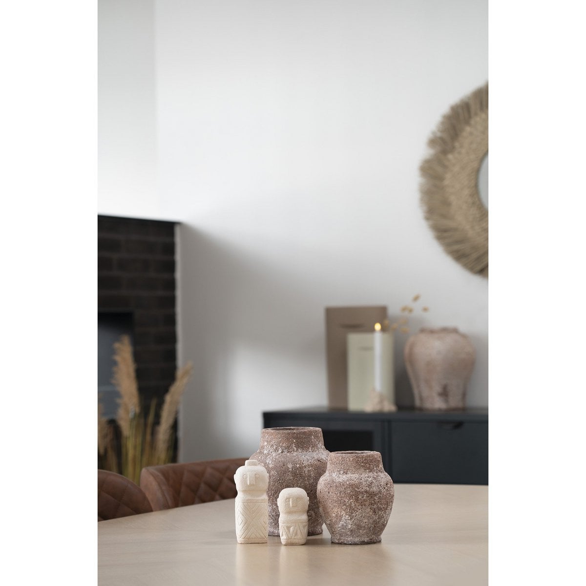 Dekoration - Dekoration aus Zement, beige, 6,5x6,5x15 cm