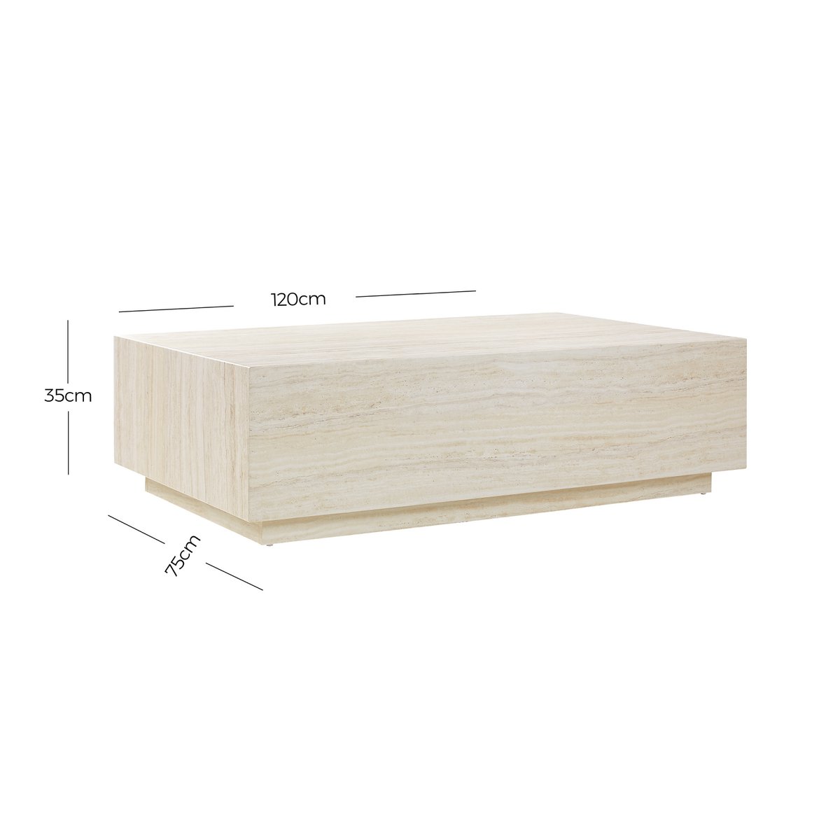 Travertine coffee table 120x75 cm