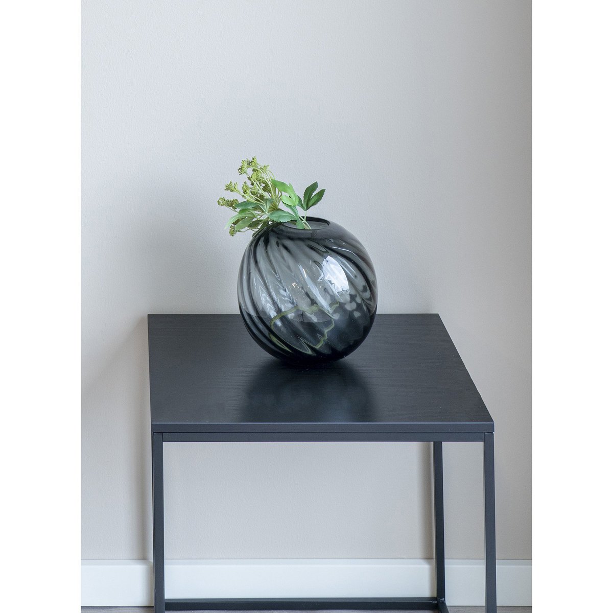 Vase - Grau, mundgeblasenes Glas, Ø20x19cm