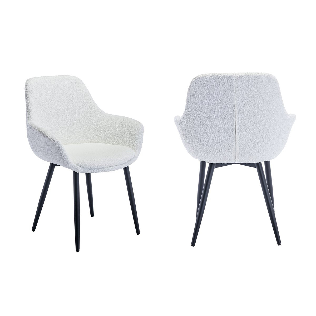 Armchair Bouclé fabric white set of 2