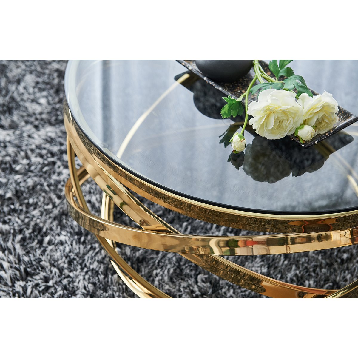 Couchtisch Gold/Grau Ø 80 cm